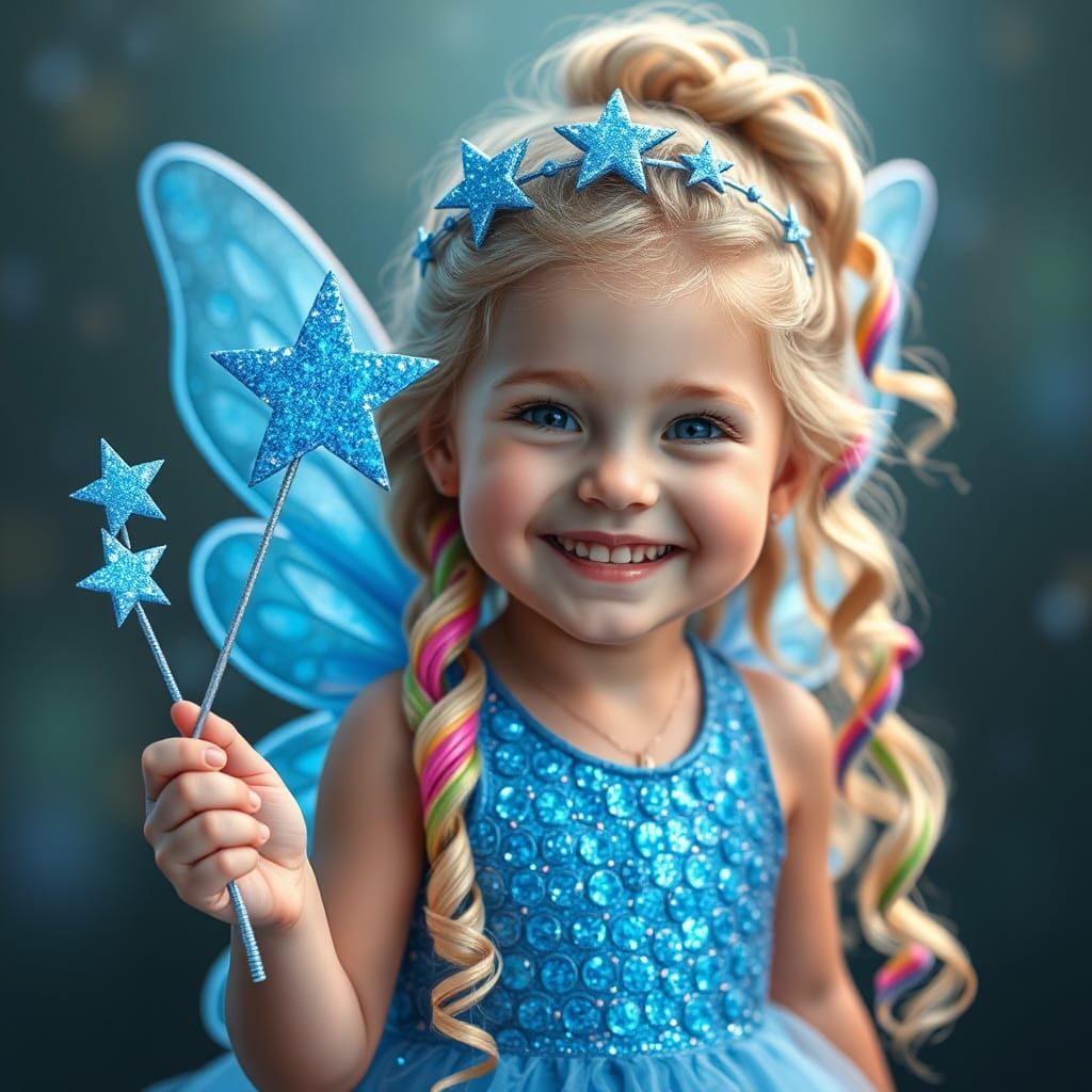 Blue Fairy Girl in Fantasy Concept Art Style