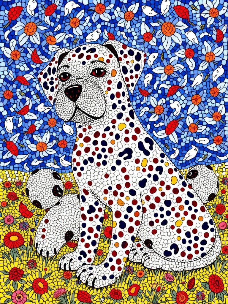 Surreal Puppies in a Whimsical Landscape