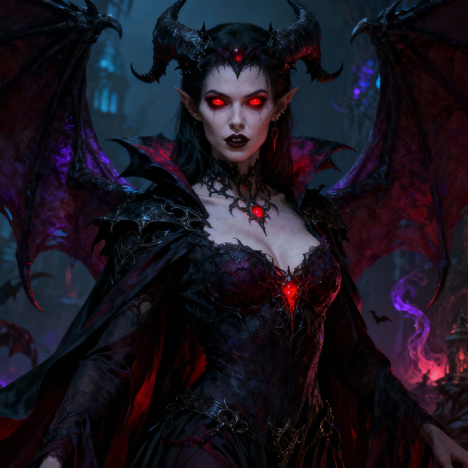 Seductive Vampire in Fantasy Concept Art Style