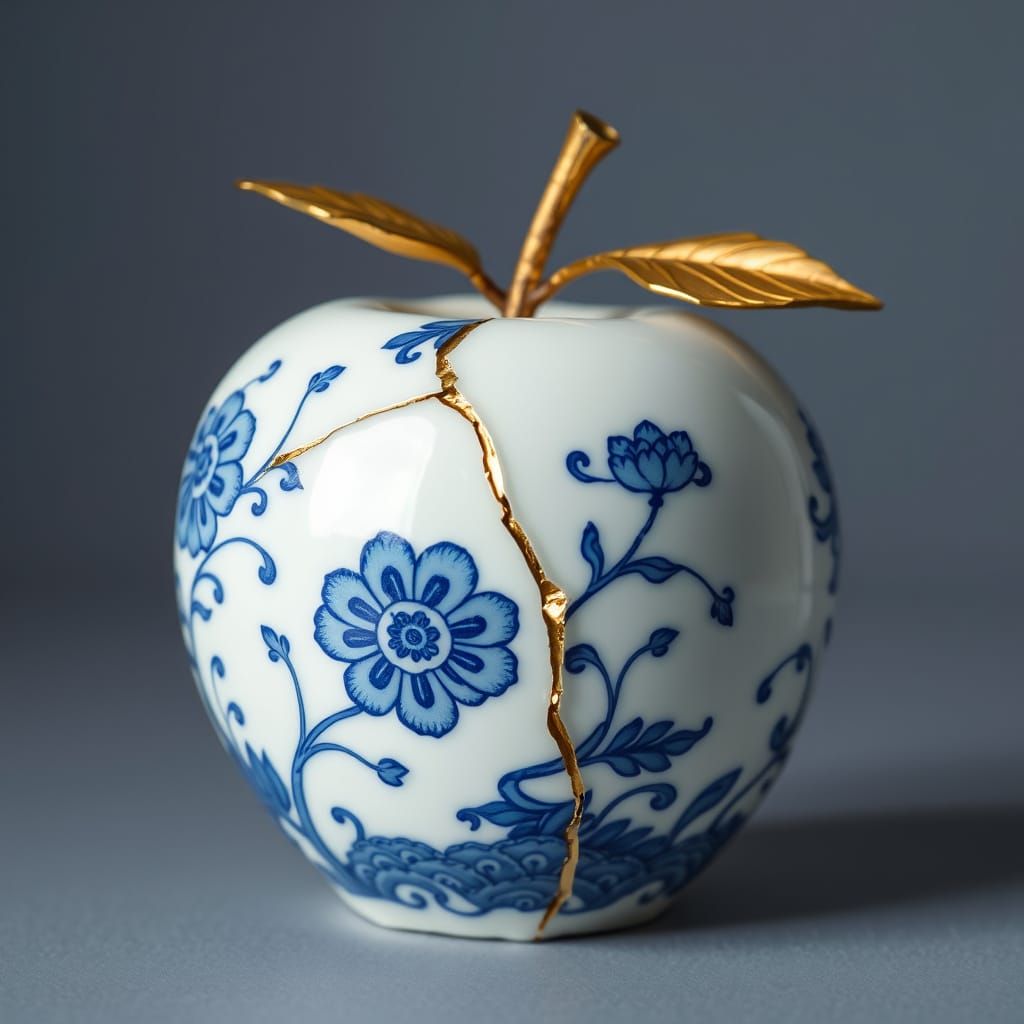 Stunning White Porcelain Apple in Traditional Chinese Style
