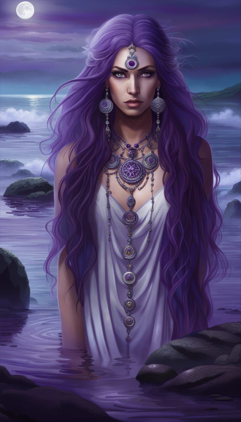 Mystic Goddess with Owl in Stone Circle