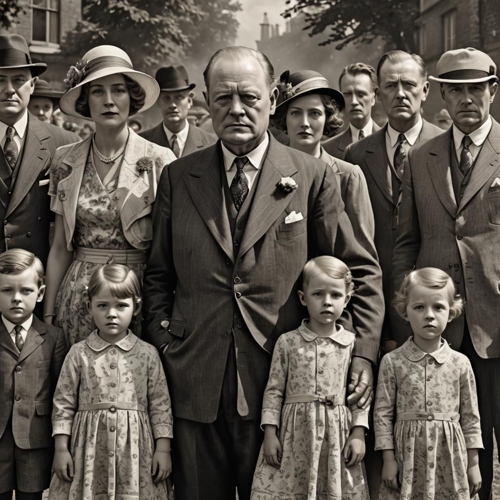 1929 Family Portrait in Hyperrealistic Style