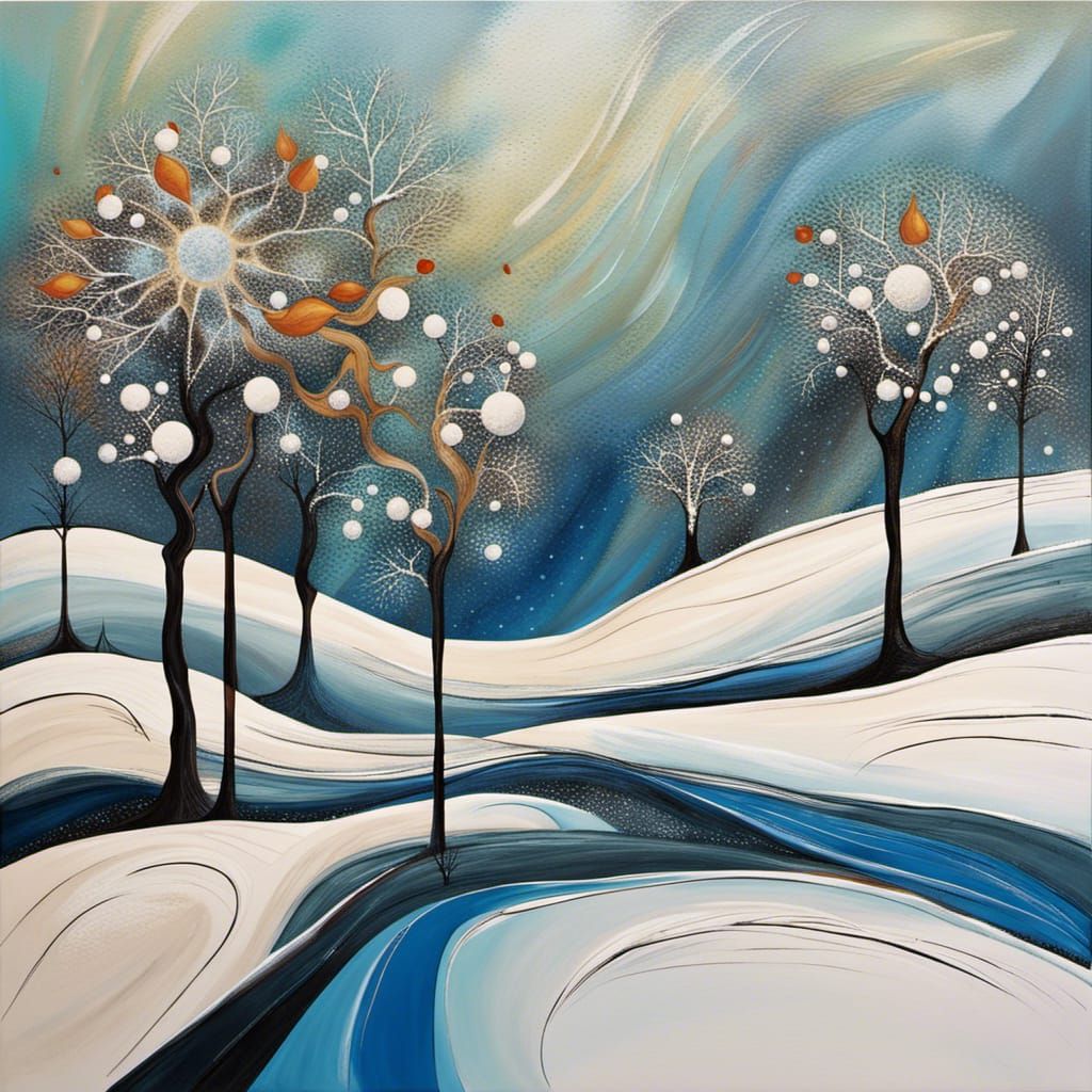 Snow Queen Glazing Winter Landscape in Abstract Art