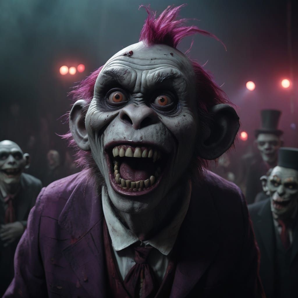 Gritty Circus Scene in Film Noir Style