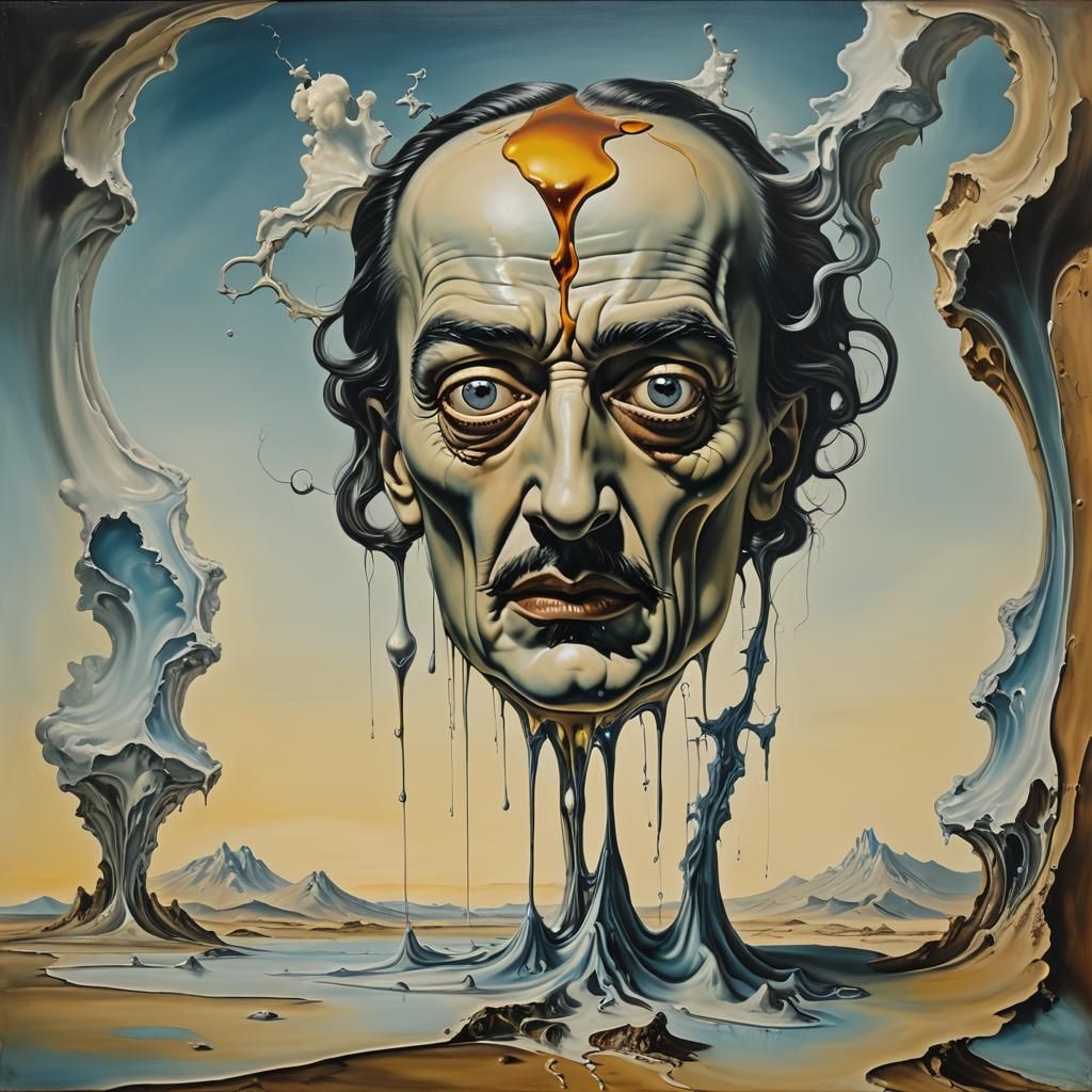 Surrealist Fear as Melting Oil Painting