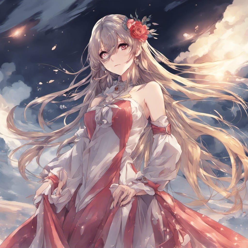 Anime Style Woman with Long Hair and Power