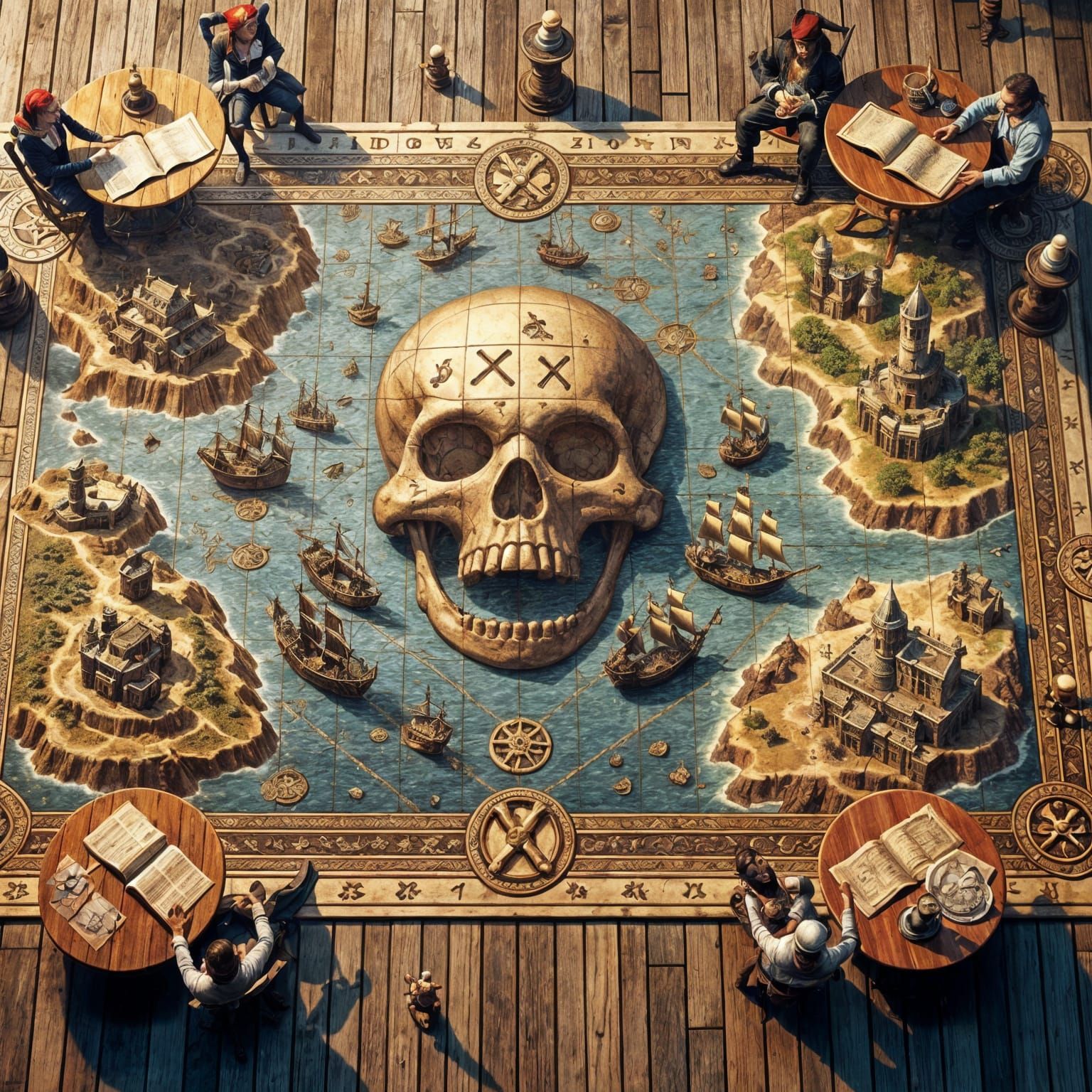 Pirate Treasure Map in 3D, Pre-1912 Style