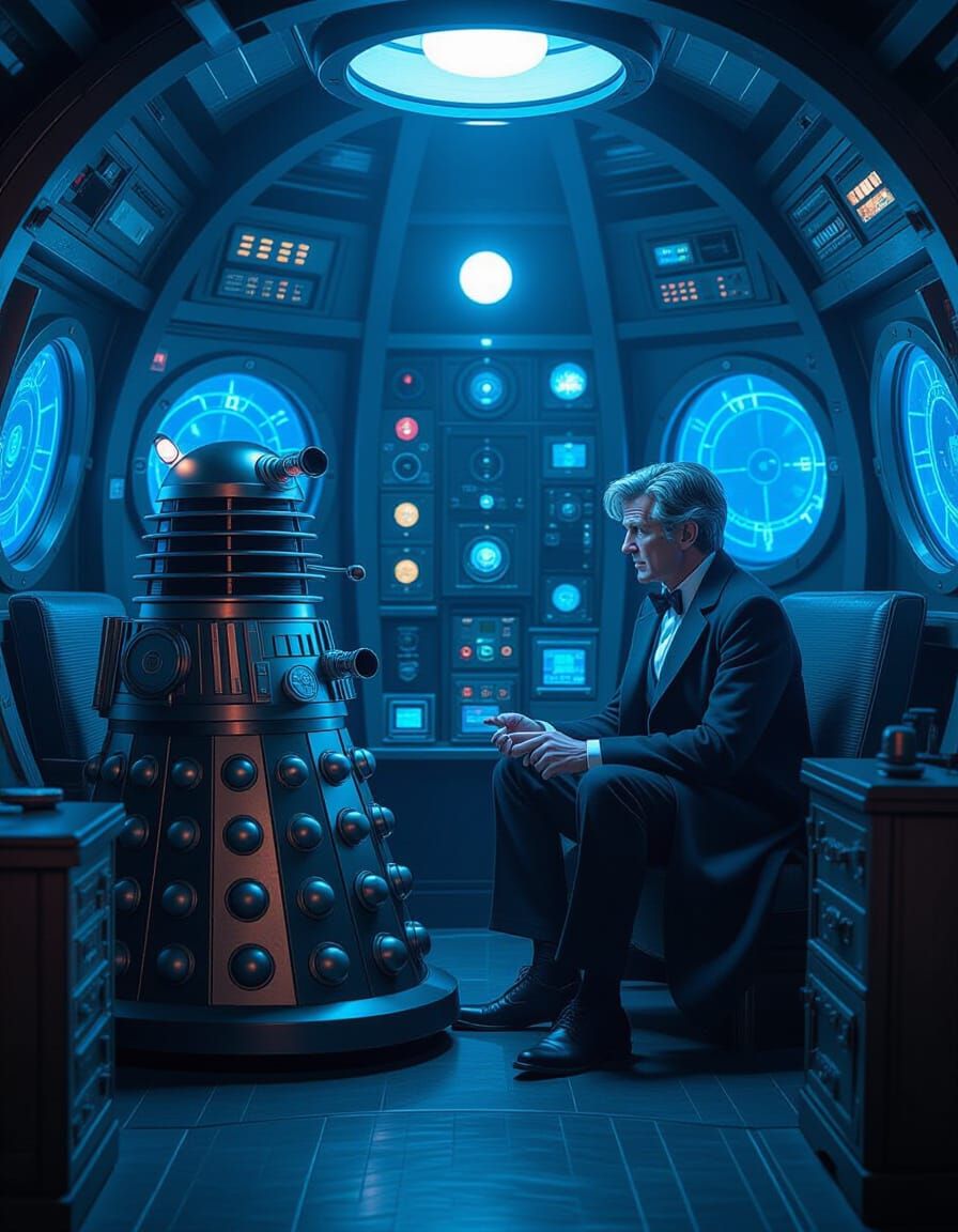 Dalek and Doctor Who Chatting in the TARDIS
