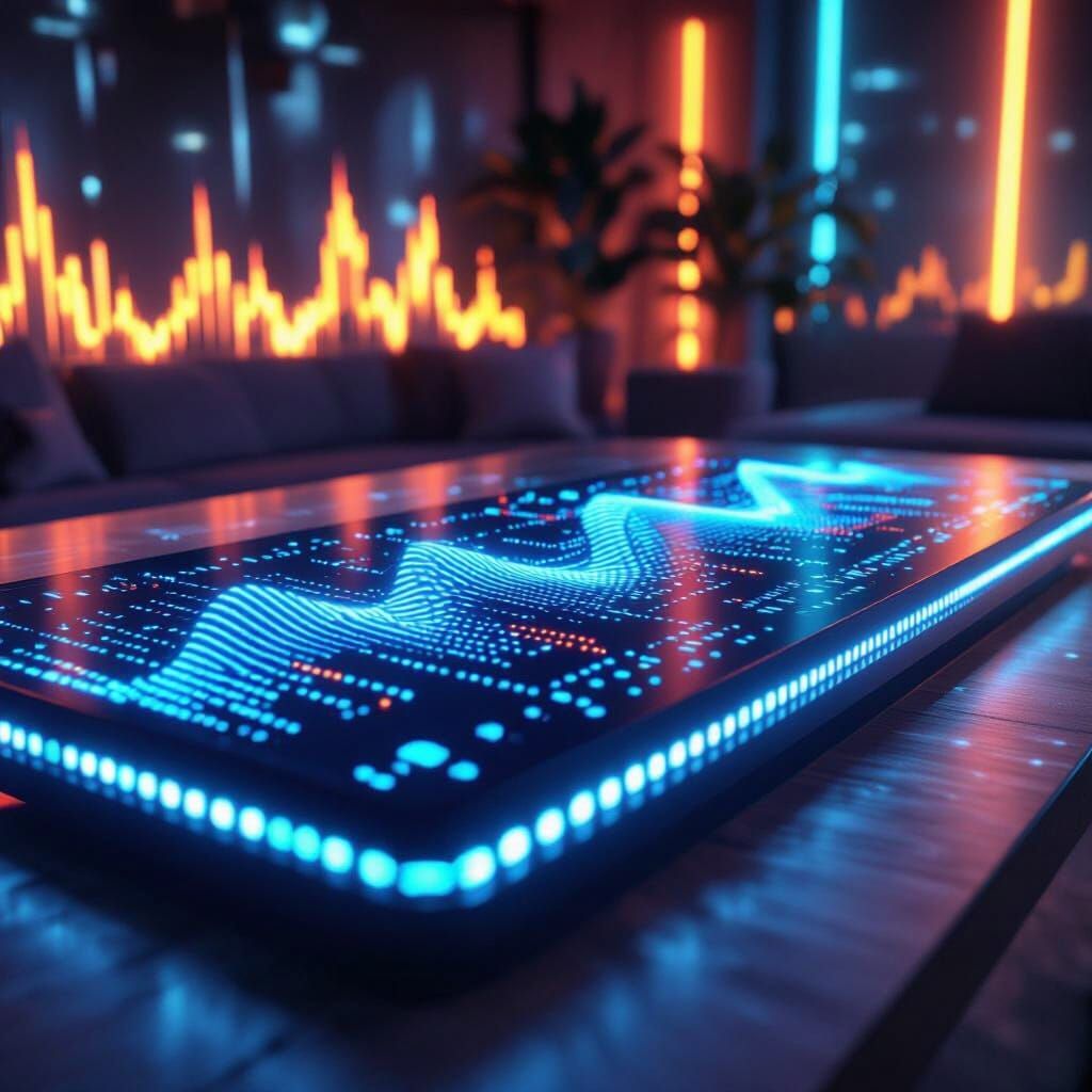 Minimalist Table with Soundwave LED Lights