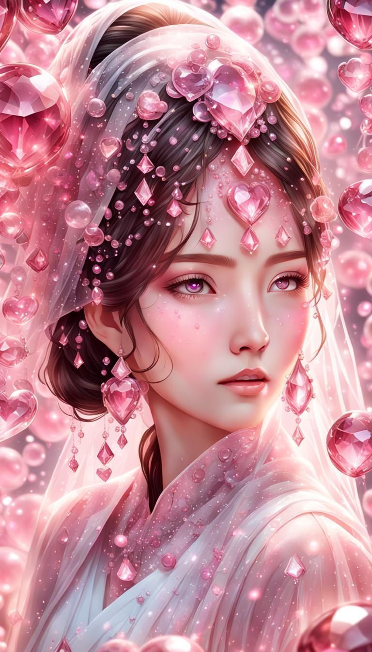 Pink Crystal Girl in a Fantasy Fairy Tale