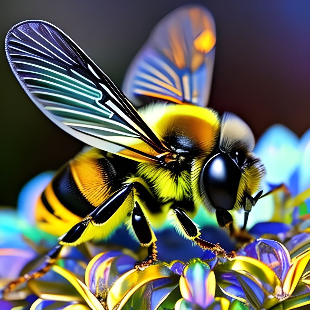 Stained Glass Bumblebee in Art Nouveau Style