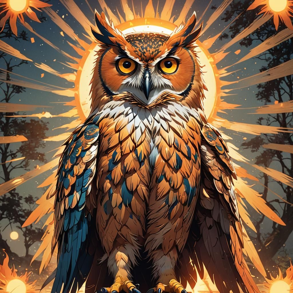 Anime Sun Owl Digital Art
