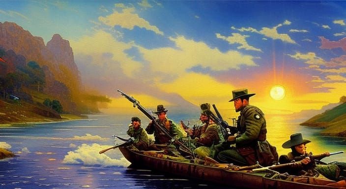 Mercenary Leaving Combat in Post-Impressionist Watercolor