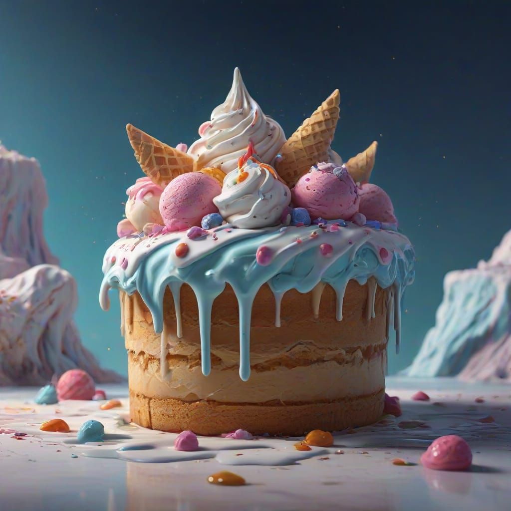 Celebrate National Ice Cream Cake Day: Digital Art