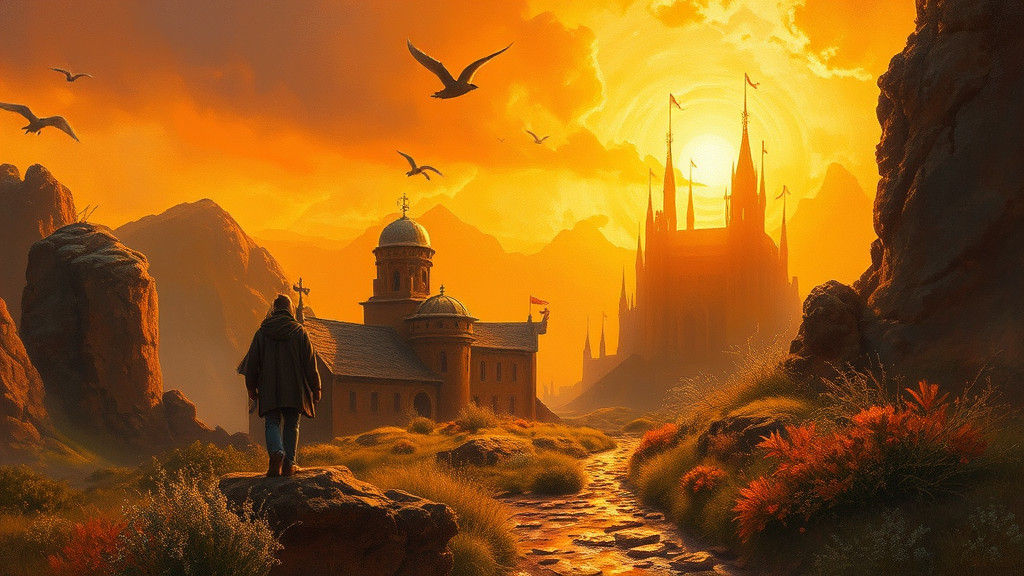 Dreamlike Golden Landscape in Oil Painting Style