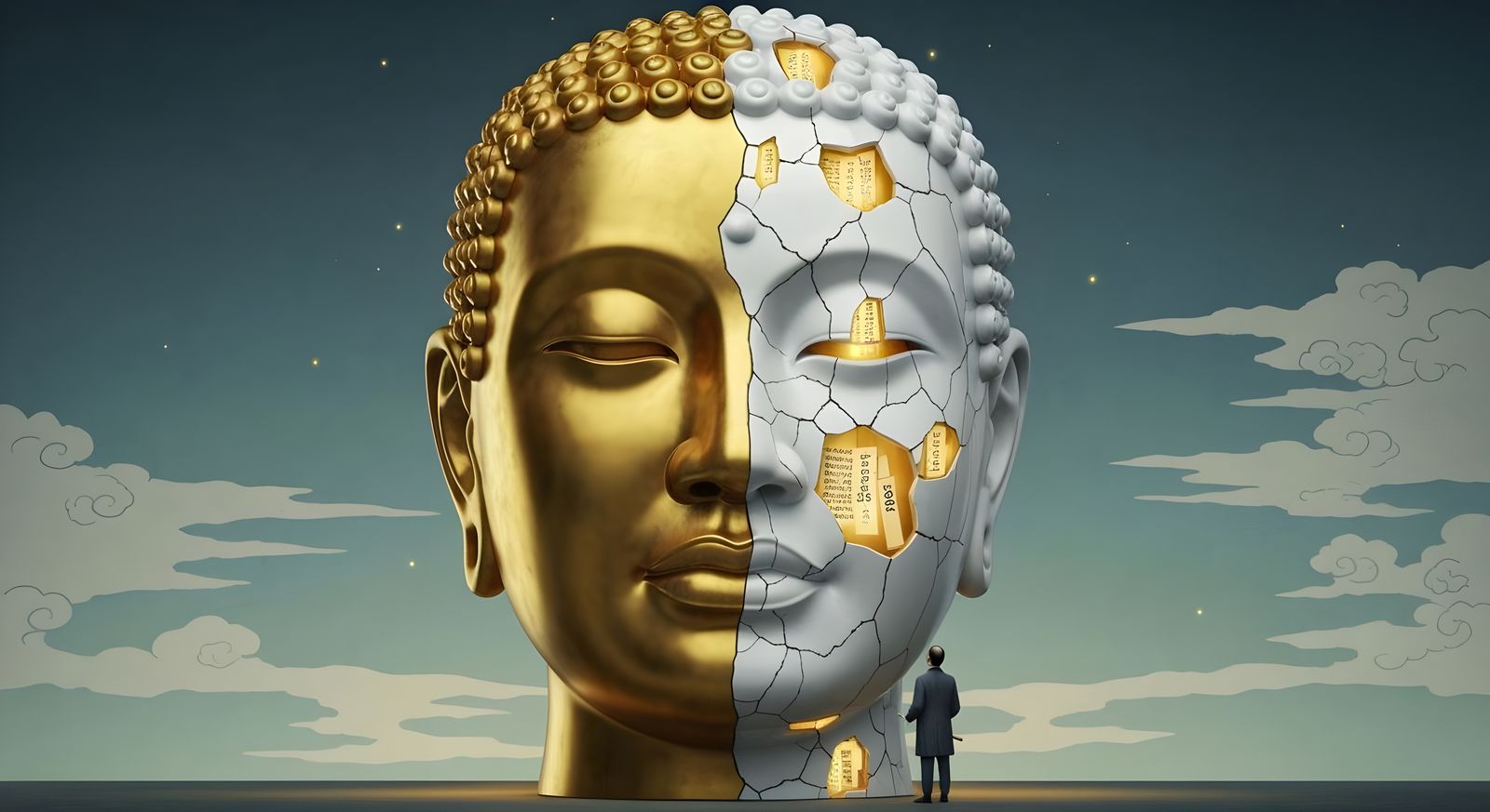 Golden Head Library in Ukiyo-e Sky