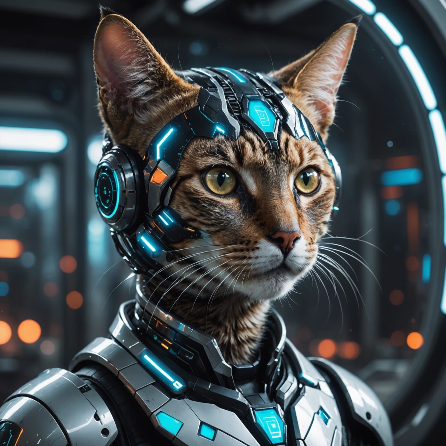 Futuristic Feline: Highly Evolved Cybernetic Cat