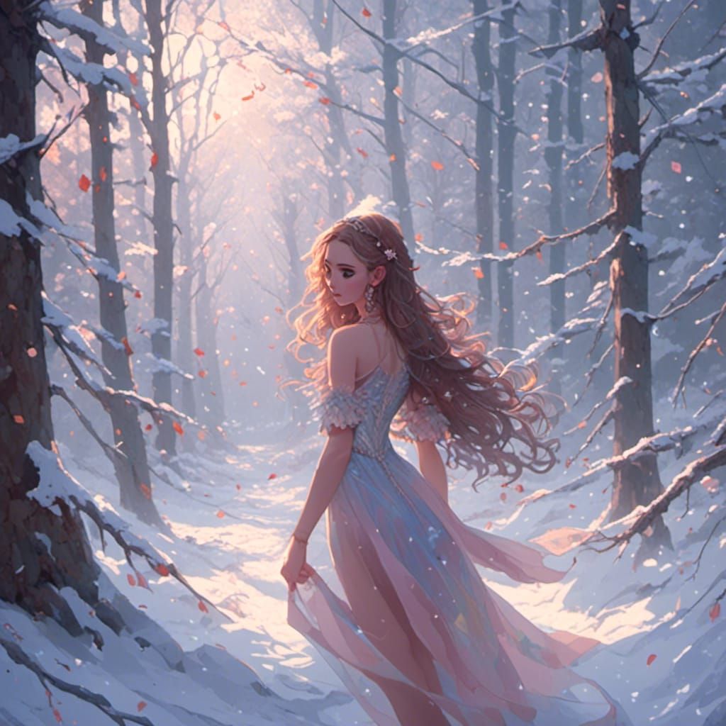 Winter Forest: Girl's Dance in the Snow