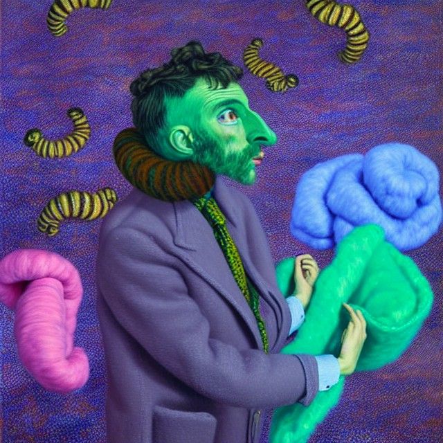 Psychedelic Portrait with Moths and Silkworms