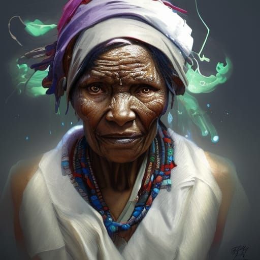Detailed Portrait of an Old Witch Doctor