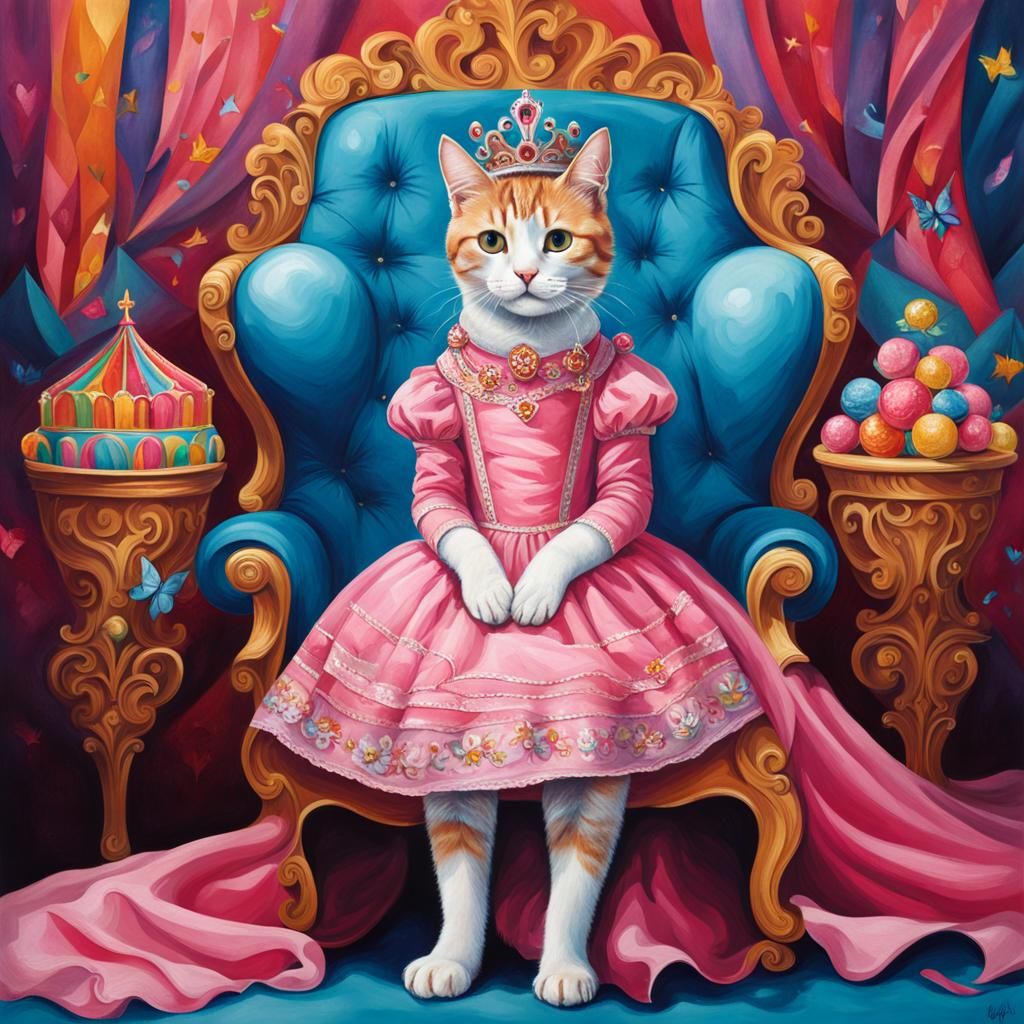 Princess Cat Portrait in Candyland Wonderland