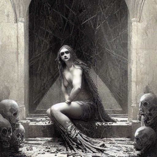 Dark Gothic Horror Scene in Doré Style