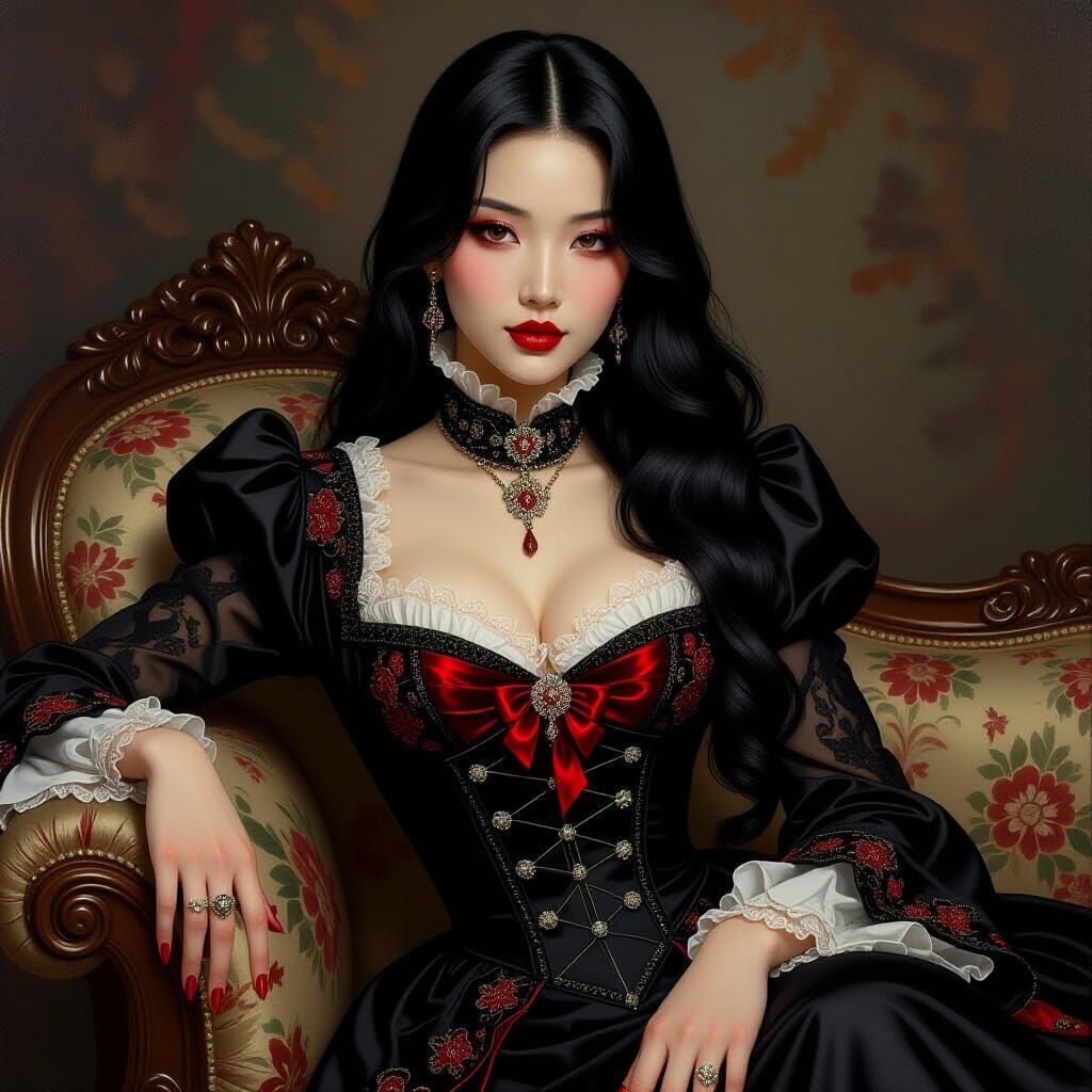 Victorian Vampire Portrait in Classical Oil Style