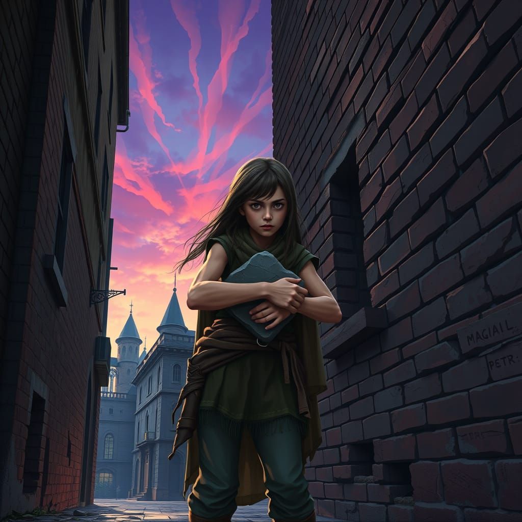 Dark Fantasy Girl Defies Oppression in the Shadows