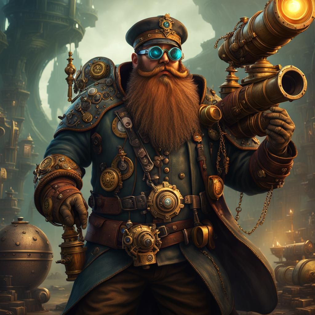 Steampunk Dwarf Artificer with Eldritch Cannon