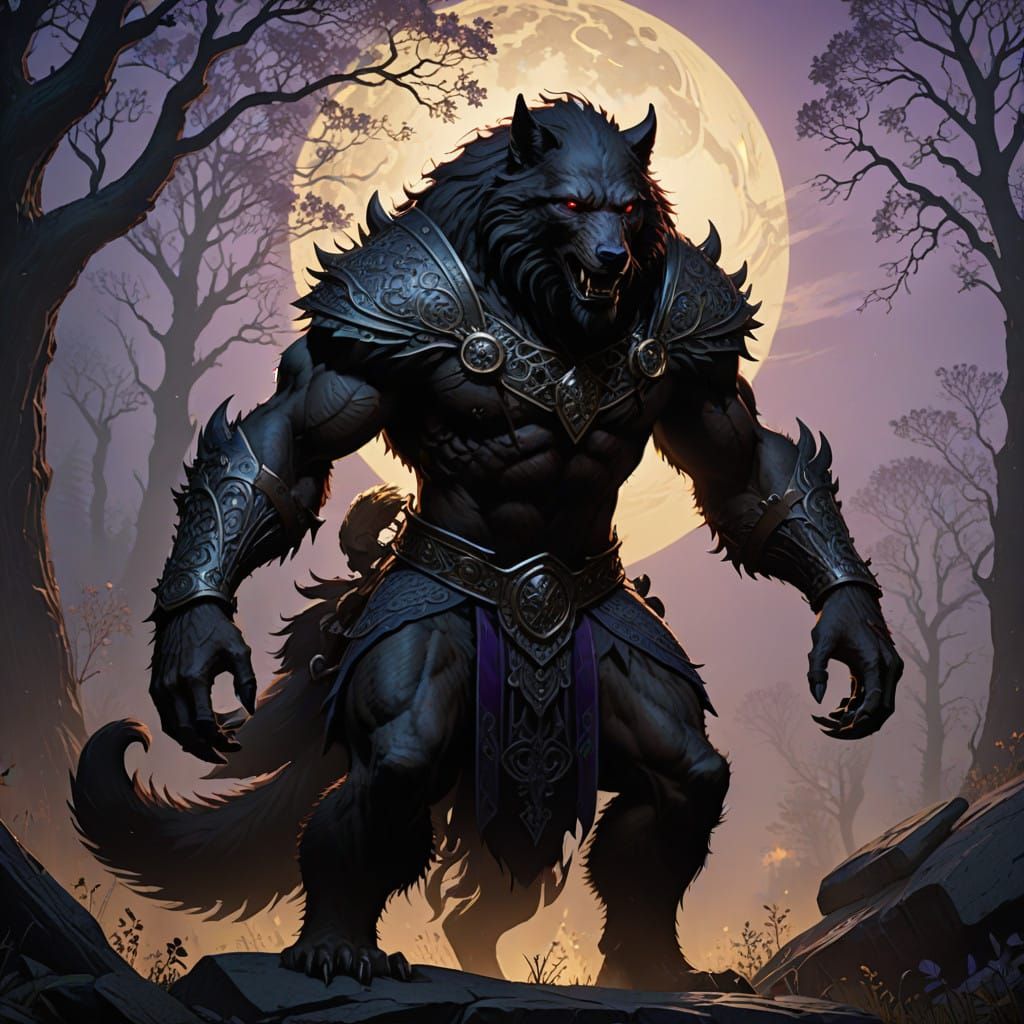 Heroic Werewolf in Dark Fantasy Armor