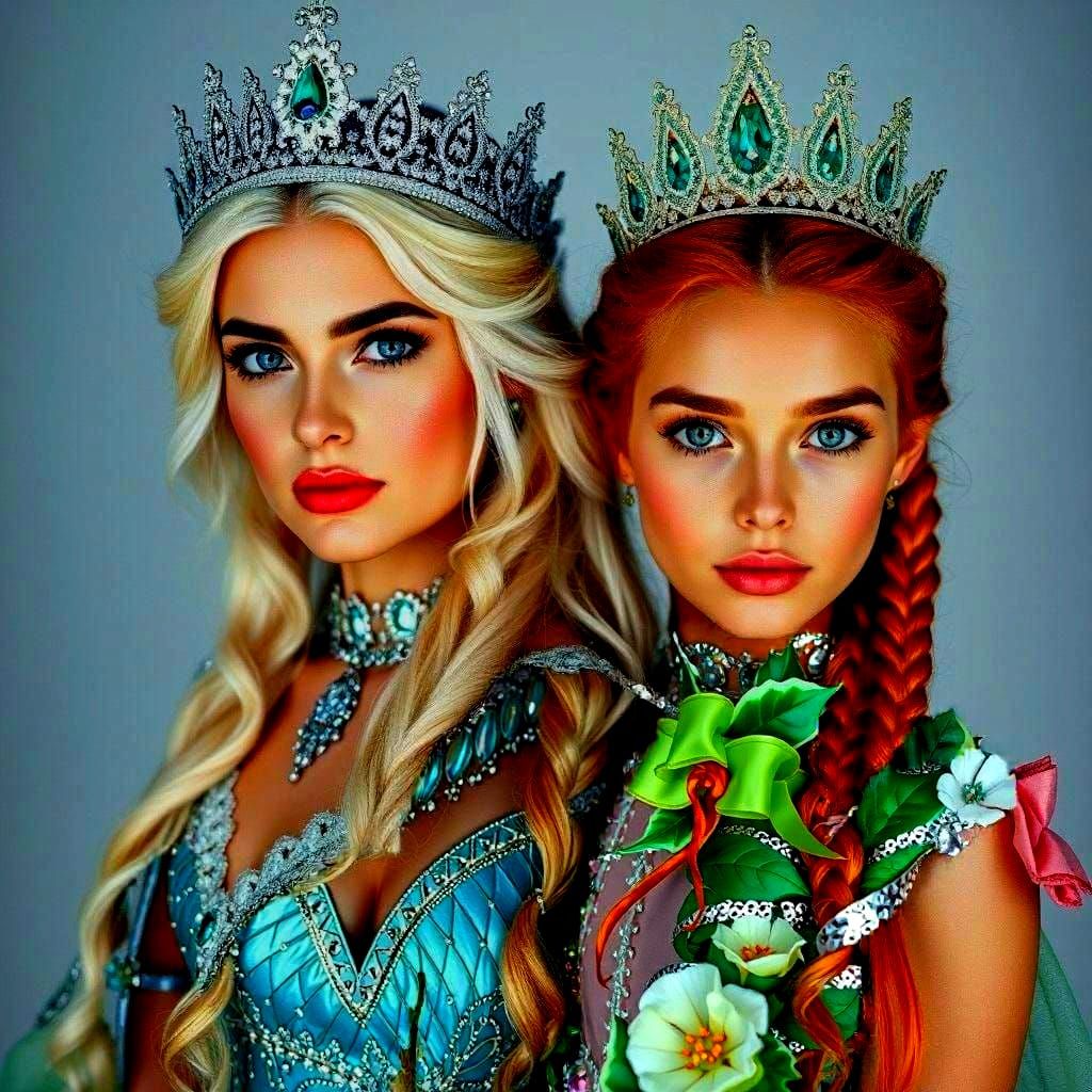 Ice Queen and Spring Princess: High-Resolution Portrait