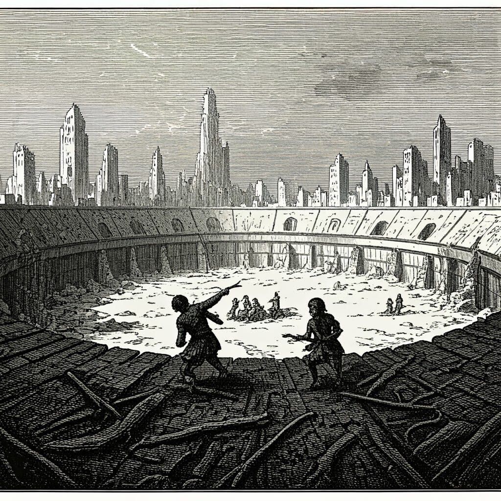 City Destroyed: Skinny Men's Stick Fight