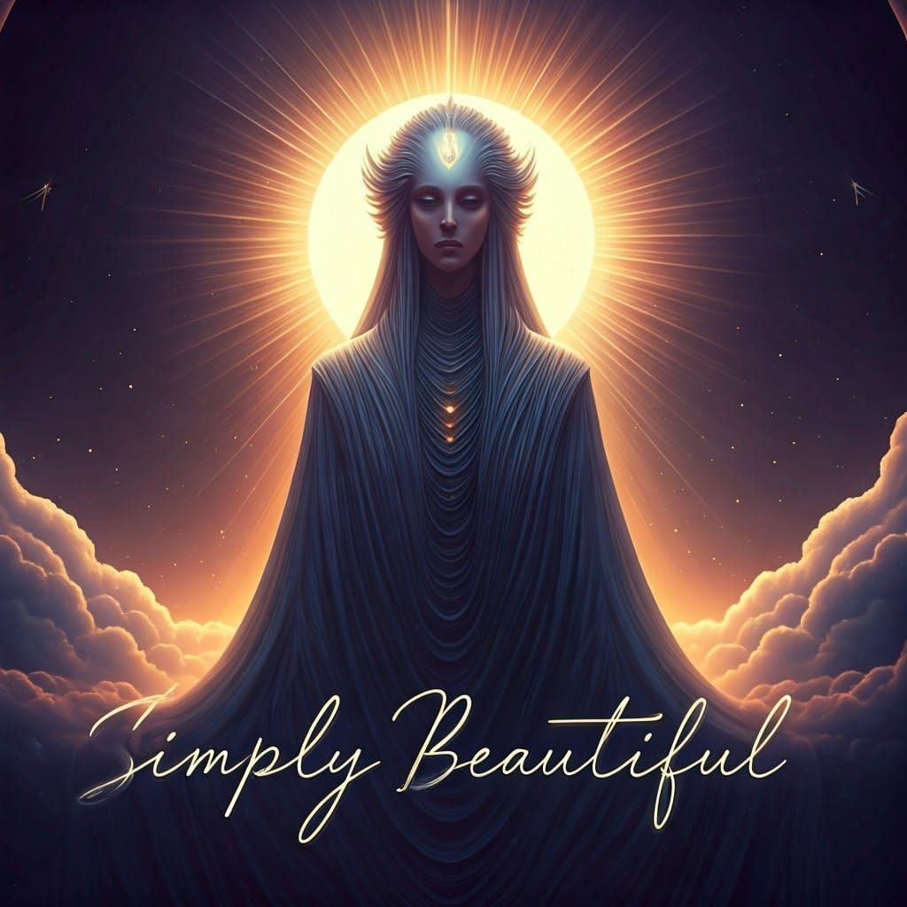 Ethereal Being on Celestial Throne: Digital Art