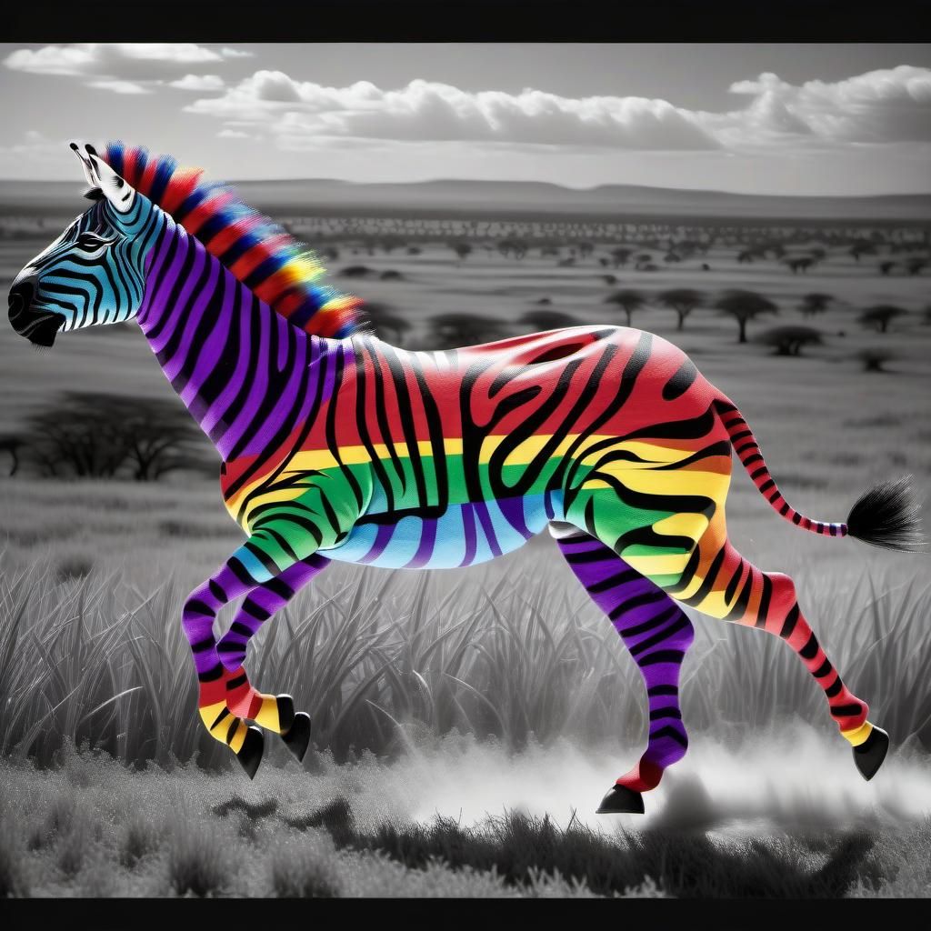 Rainbow Zebra Runs Free in Black and White Africa