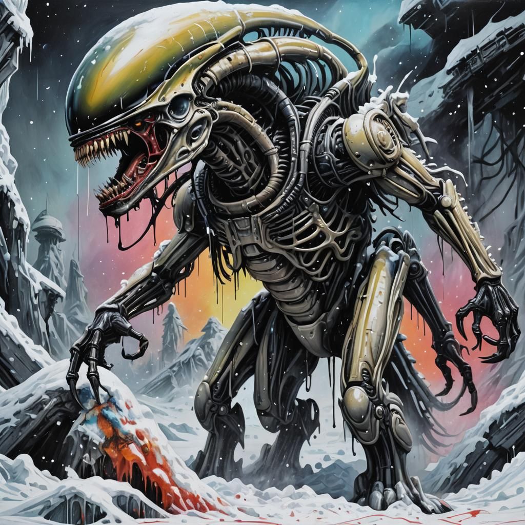 Xenomorph on Hoth in Graffiti Splash Art