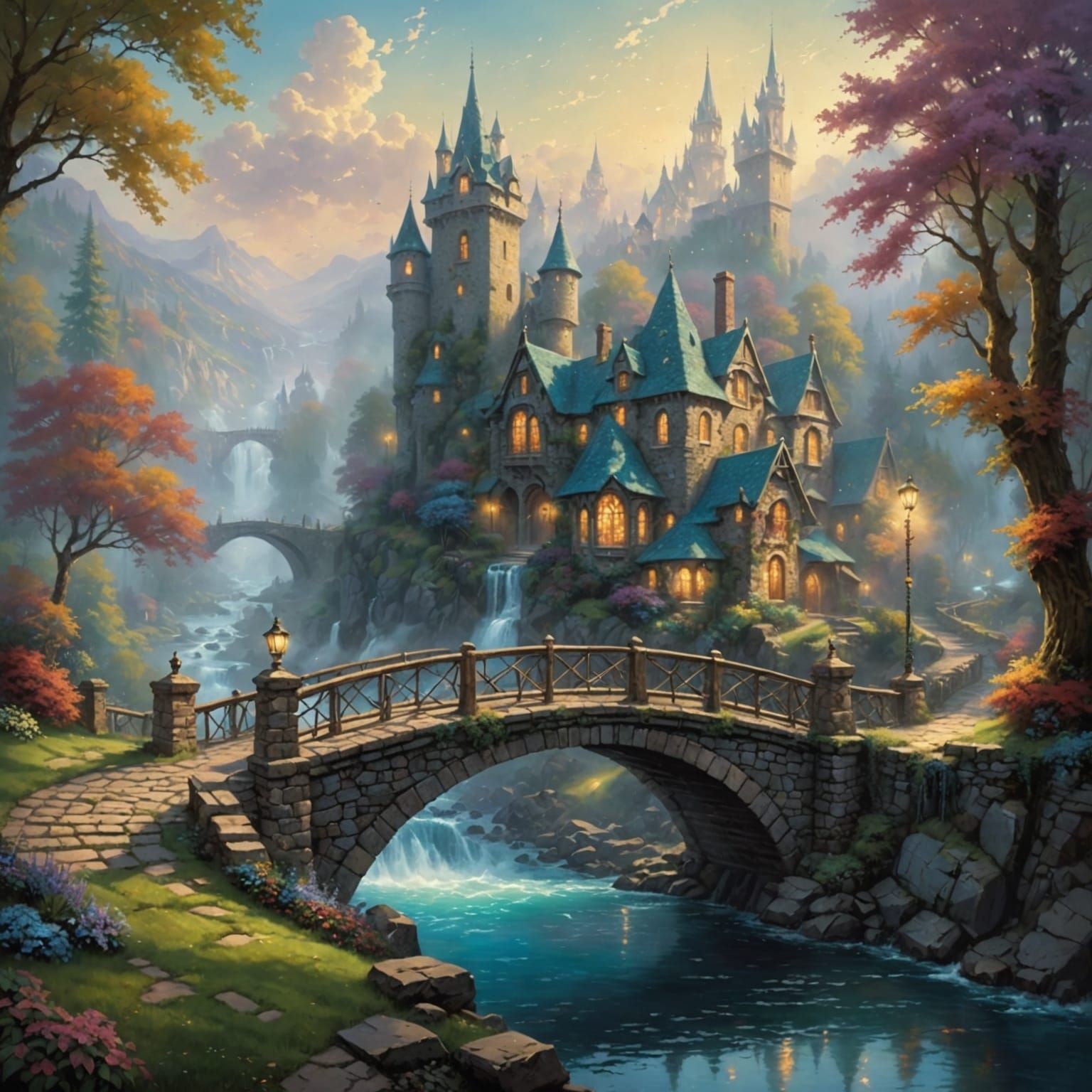 Ethereal Fantasy Bridge in Whimsical Detail
