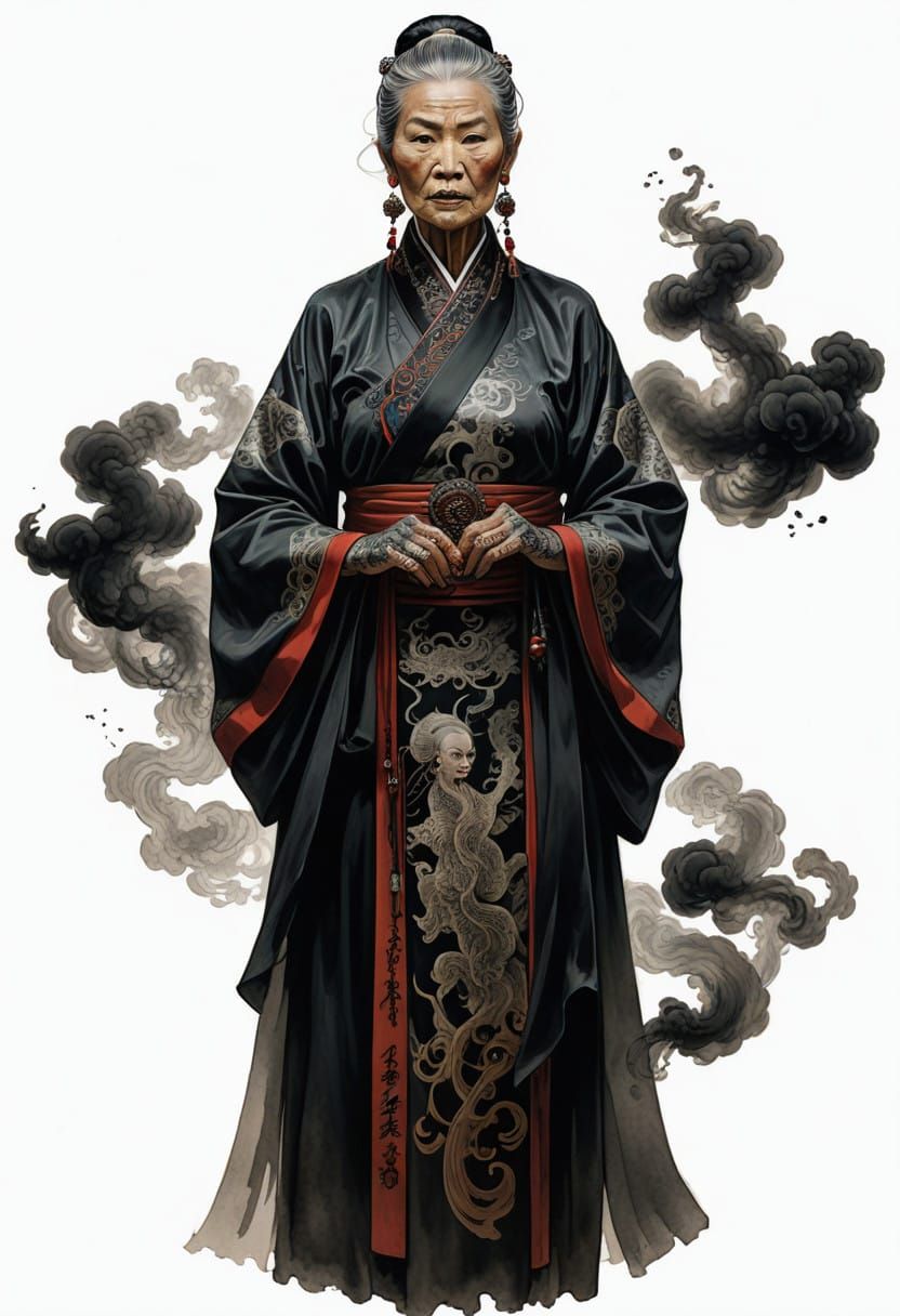 Elegant Chinese Triad Warrior Goddess in Heroic Fantasy