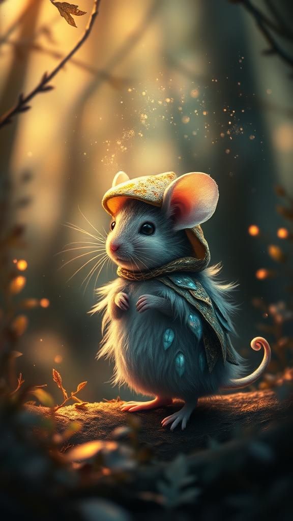 Enchanted Mushroom Mouse in Fantasy Forest