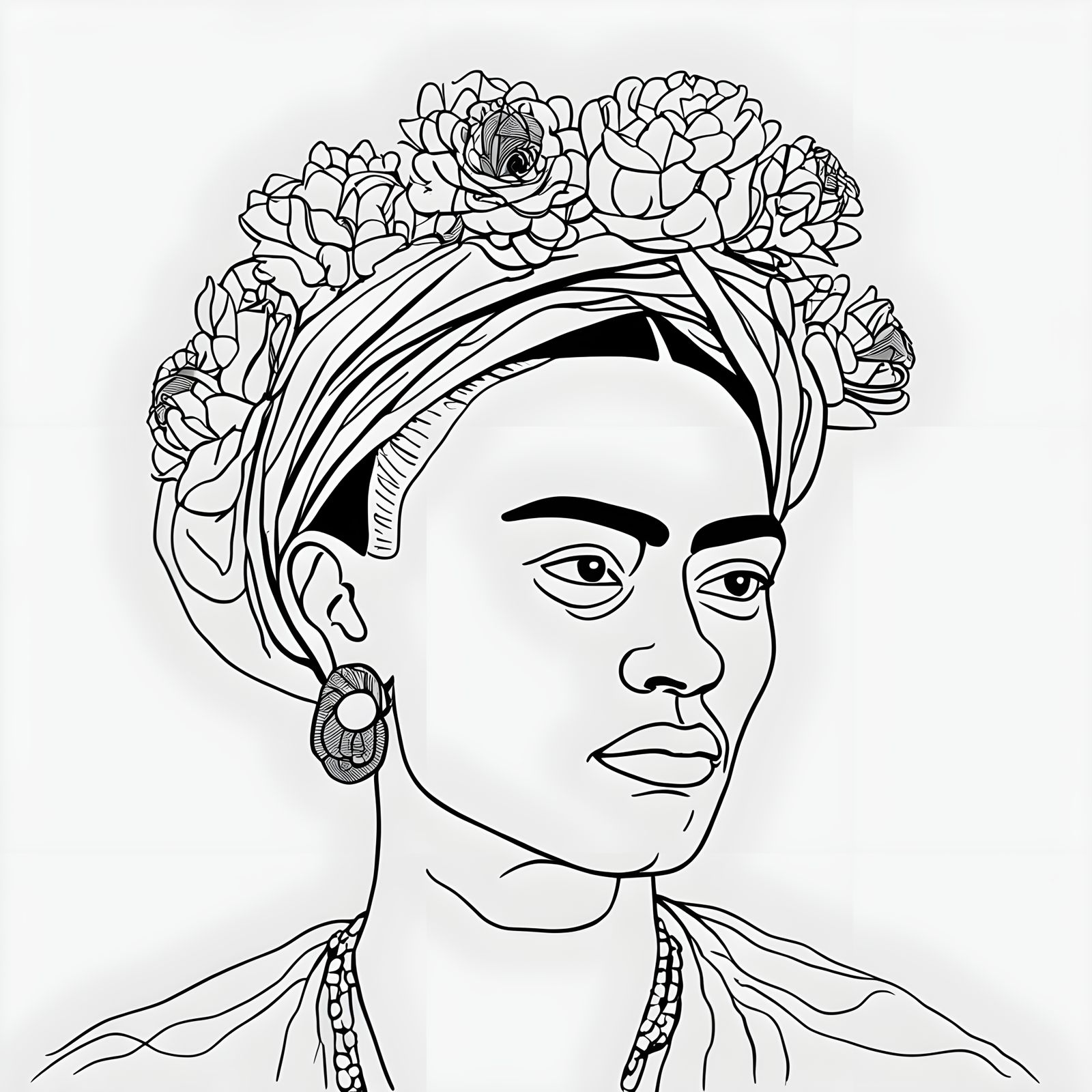 Minimalist Portrait of Frida Kahlo
