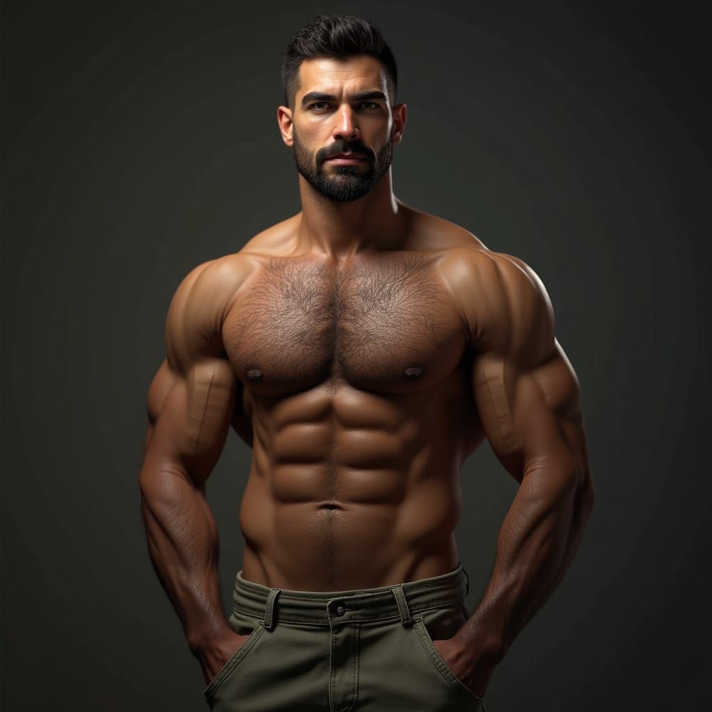 Detailed Portrait of Mature Man with Hairy Chest