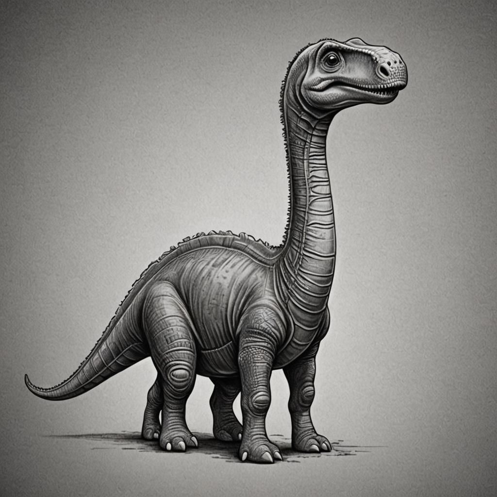 Coloring Book Style Diplodocus Charcoal Drawing