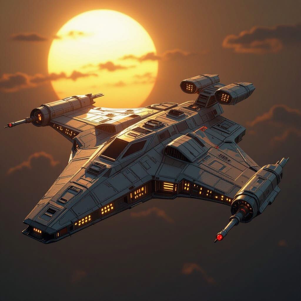 Star Wars Klingon Bird of Prey in Space