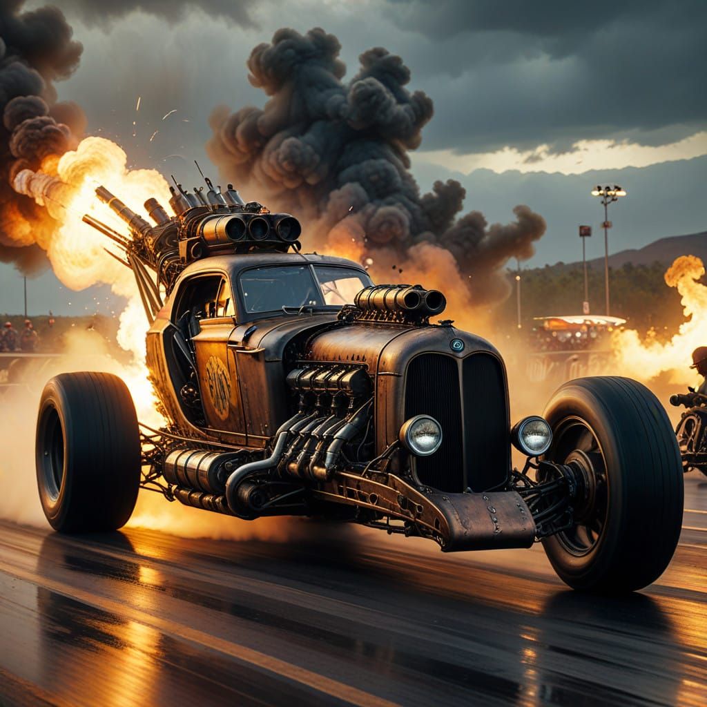 Steampunk Dragster Unleashes Fury on the Dragstrip
