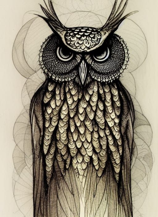 Misty Owl Portrait in Rackham Style