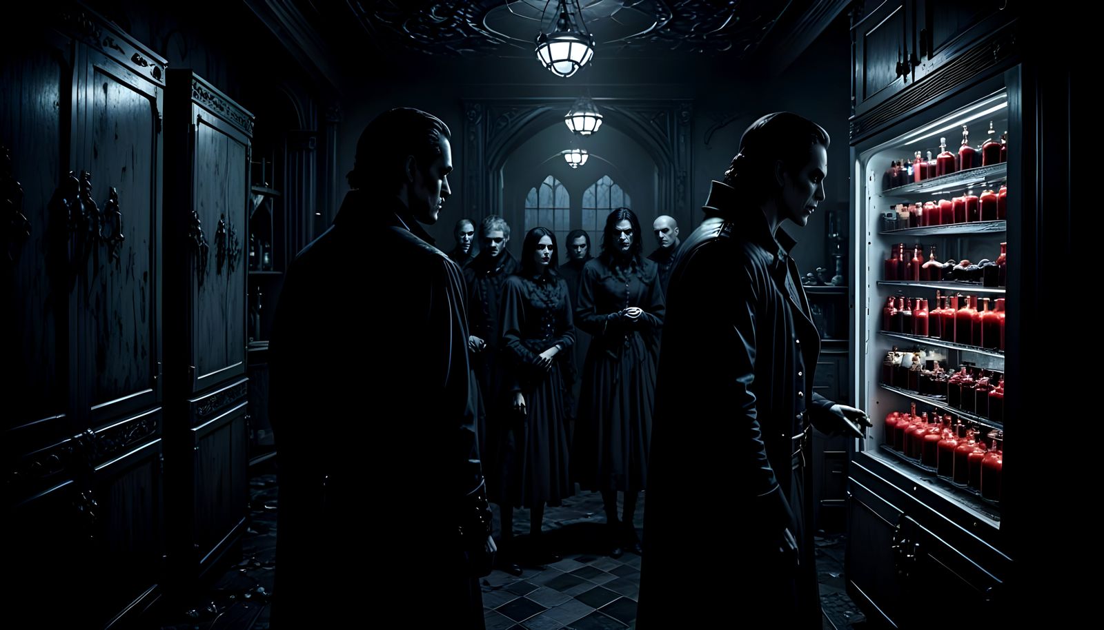 Modern Vampires in Dark Refrigerator Scene