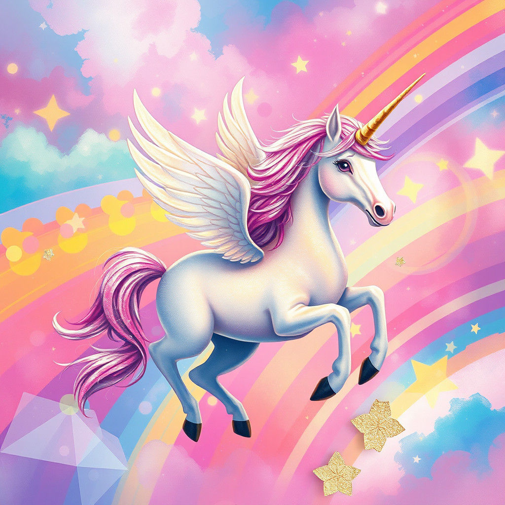 Rainbow Unicorn Dreamscape as Digital Art