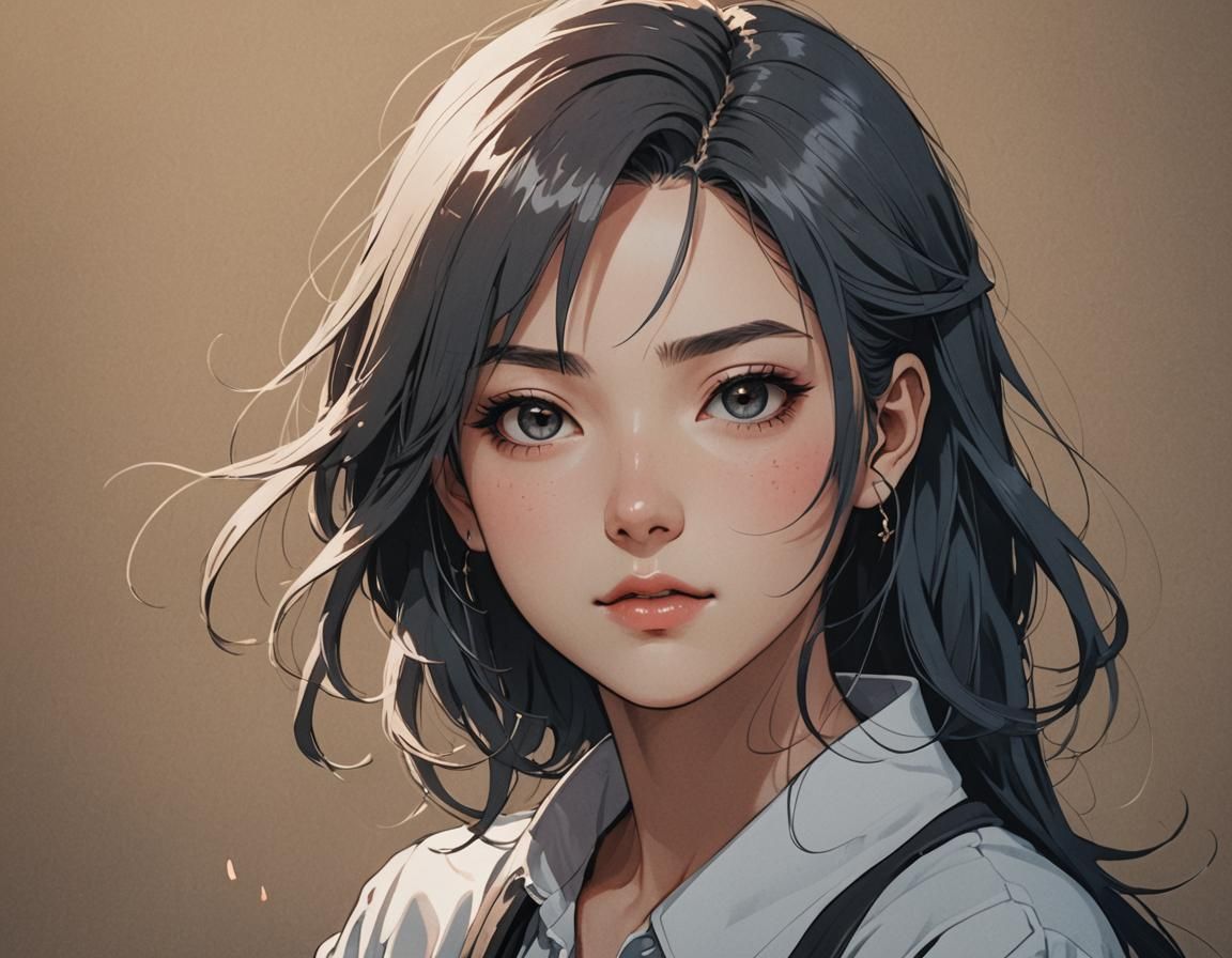 Anime Portrait of Young Woman in Studio Trigger Style