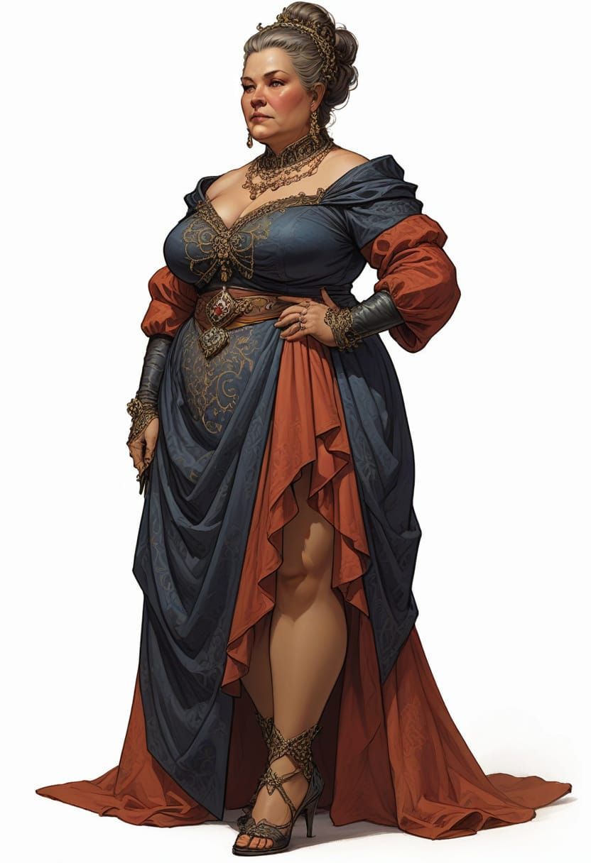 Renaissance Lady in WH40K Style Illustration
