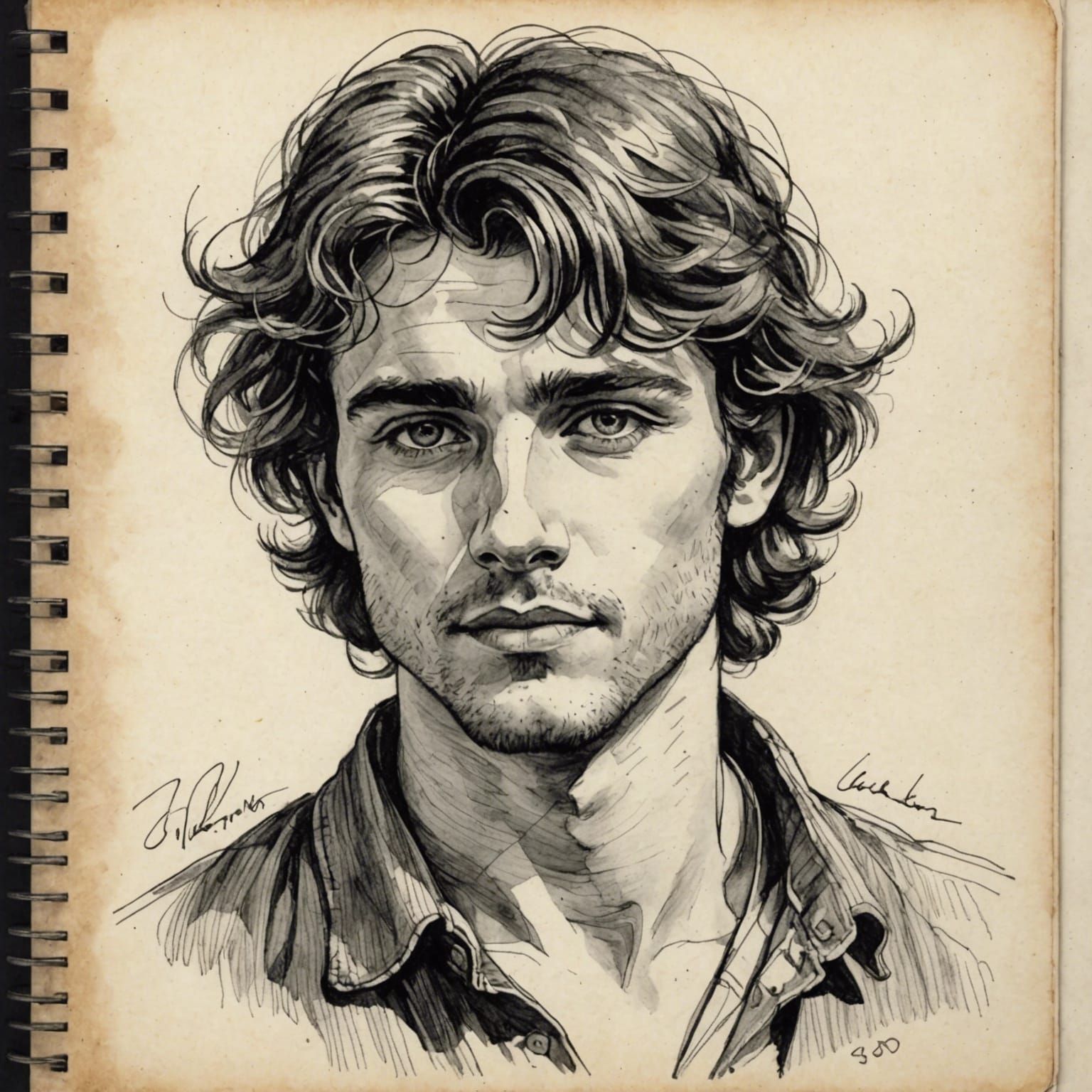 Pen and Ink Sketch of a Charming Young Man