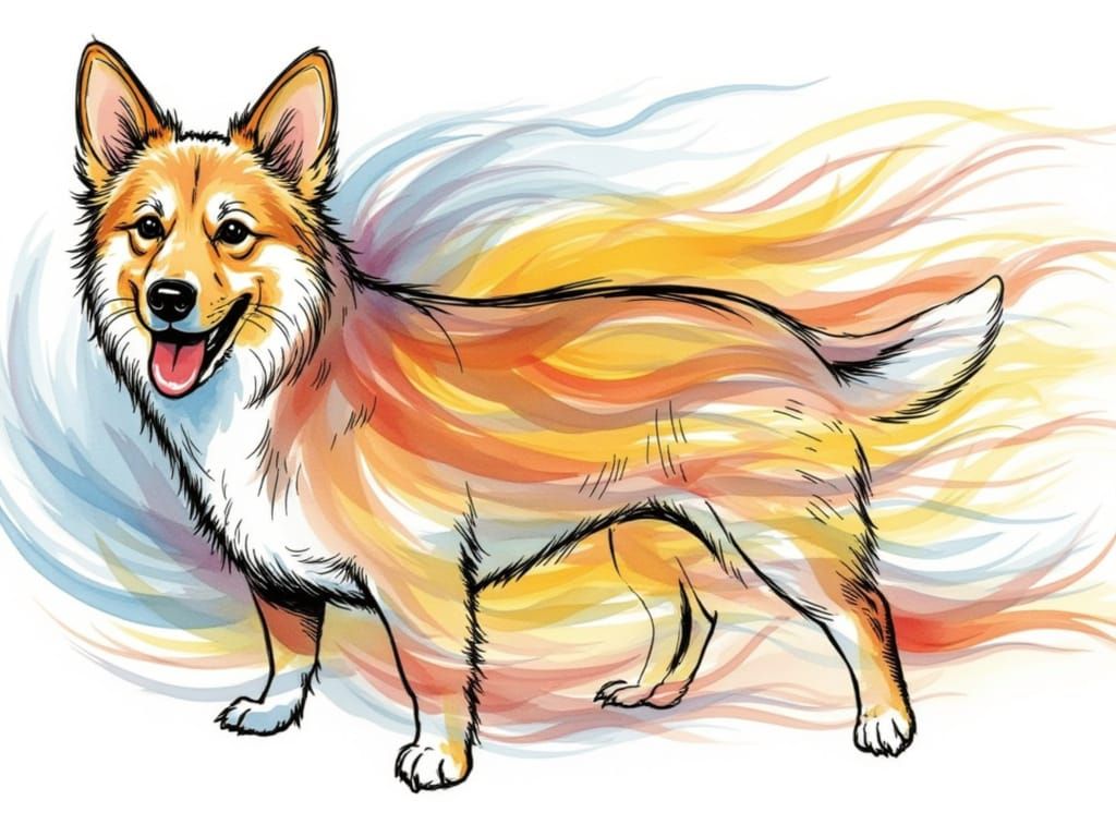 Adorable Corgi in Sketch Splash Style